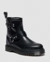 Dr. Martens Anistone Harness Orleans Leather Biker Boots In Black