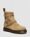 Dr. Martens Anistone Harness Suede Biker Boots In Brown
