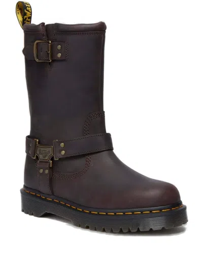 Dr. Martens Anistone Hi Buckle-strap Biker Boots In Brown
