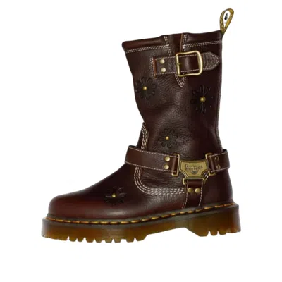 Dr. Martens Anistone Hi Flower Rigger Boots 'dark Brown'