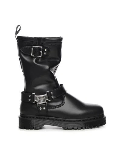 Dr. Martens Anistone Hi Leather Biker Boots In Black