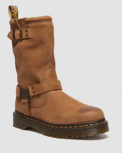 DR. MARTENS' ANISTONE HI TUMBLED NUBUCK BIKER BOOTS