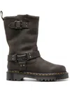 Dr. Martens Anistone Leather Biker Boots In Grey