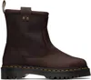 Dr. Martens' Brown Anistone Lo Leather Biker Boots In Black