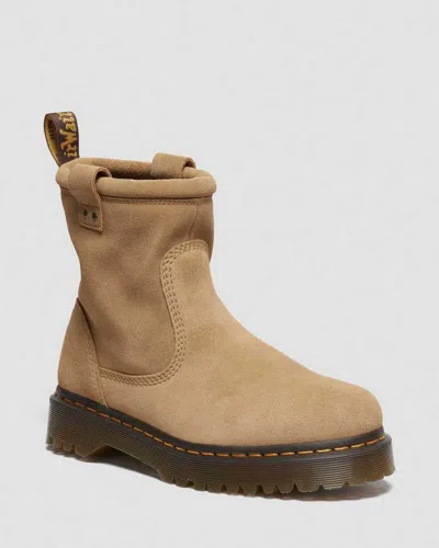 Dr. Martens' Anistone Lo Suede Biker Boots In Tan