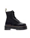 Dr. Martens Smooth Leather Platform Boots With Side Zip Closure In Black