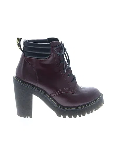 Pre-owned Dr. Martens Ankle Boots In Burgundy