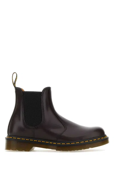 Dr. Martens' Leather Ankle Boots 2976 In Burgundysmooth