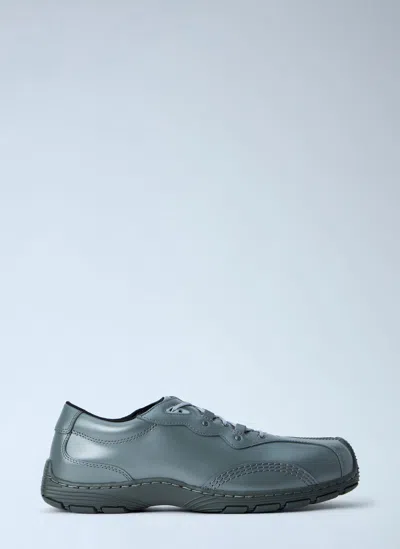 Dr. Martens Aurix 5i Gunmetal Satin Finish Leather Lace Ups In Blue