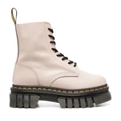 Dr. Martens Beige Audrick 8-eye Lux Chunky Sole Leather Ankle Boots In Multi