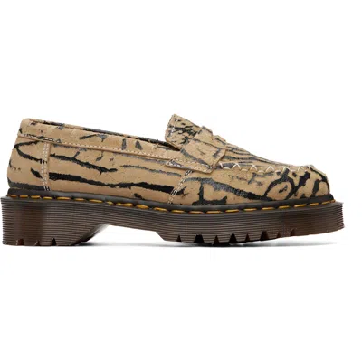Dr. Martens Beige Delapre Suede Loafers In Animal Print