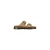 Dr. Martens Beige Leather Flat Sandals In Brown
