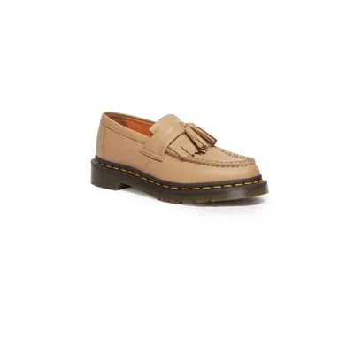 Dr. Martens Beige Leather Flat Women's Shoe In Brown