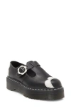 Dr. Martens' Bethan Pisa Leather Platform Mary Jane Shoes In Black/ White Pisa