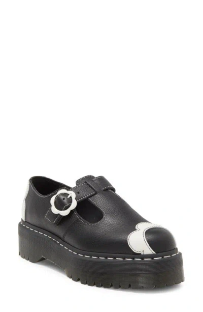 Dr. Martens' Bethan Pisa Leather Platform Mary Jane Shoes In Black,white