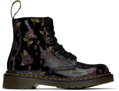 Dr. Martens' Big Kids Black 1460 Pascal Boots In Decayed Rose Print P