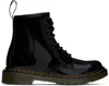 DR. MARTENS' BIG KIDS BLACK 1460 PATENT LEATHER BOOTS