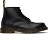 Dr. Martens' Black 101 Yellow Stitch Smooth Leather Ankle Boots In Black Smooth