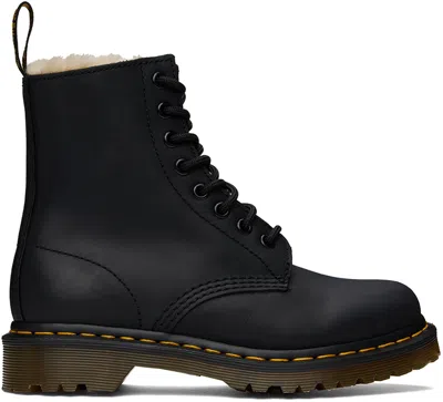Dr. Martens Black 1460 Faux Fur Lined Boots In Black Wyoming