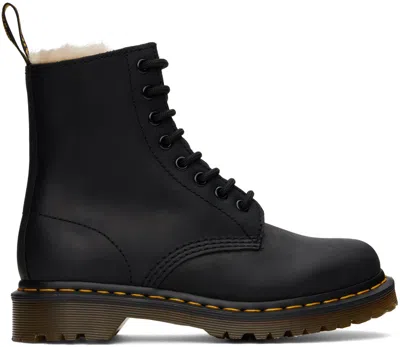 Dr. Martens' Black 1460 Faux Fur Lined Boots In Black Wyoming