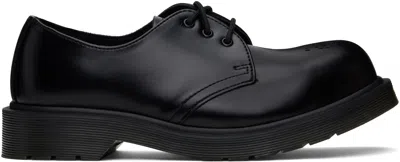 Dr. Martens' Black 1461 Analine Leather Steel Toe Derbys In Black Analine