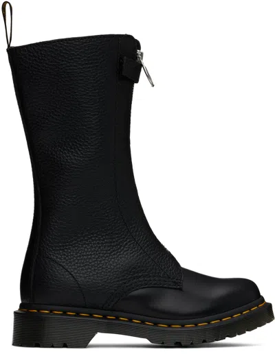 Dr. Martens' Black 1b99 Front Zip Boots In Black Wanama & Black