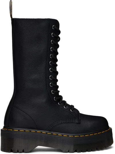 Dr. Martens' Black 1b99 Pisa Leather Mid Calf Lace Up Boots