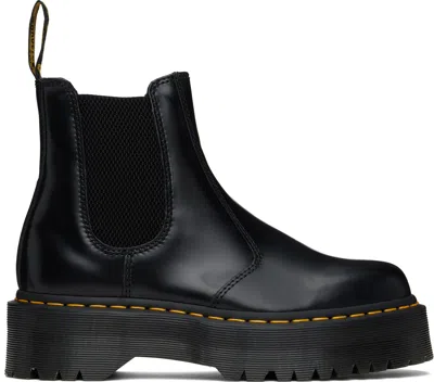 Dr. Martens' Black 2976 Polished Smooth Platform Chelsea Boots In Black Polished Smoot