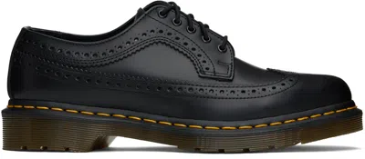 Dr. Martens' Black 3989 Yellow Stitch Smooth Leather Brogues In Black Smooth