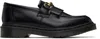 Dr. Martens' Black Adrian Snaffle Smooth Leather Kiltie Loafers In Black Polished Smoot