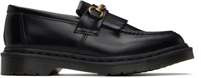Dr. Martens' Black Adrian Snaffle Smooth Leather Kiltie Loafers In Black Polished Smoot