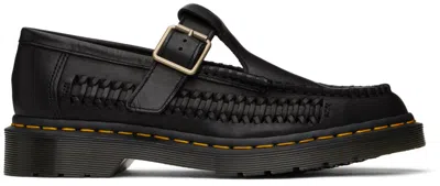 Dr. Martens' Black Adrian T-bar Leather Loafers In Black Classic Analin