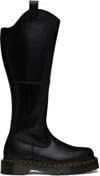 Dr. Martens Black Amaayah Knee High Leather Tall Boots In Black Orleans