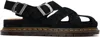 Dr. Martens' Dr. Martens Cross-strap Black Suede Sandals In Black