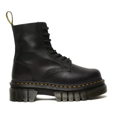 Dr. Martens Black Audrick Nappa Lux Smooth Leather Ankle Boots