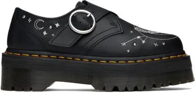 Dr. Martens' Black Celestial Moth Leather Platform Monkstraps In Black Wanama