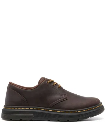 Dr. Martens' Black Crewson Lo Leather Shoes Crazy Horse In Marrone