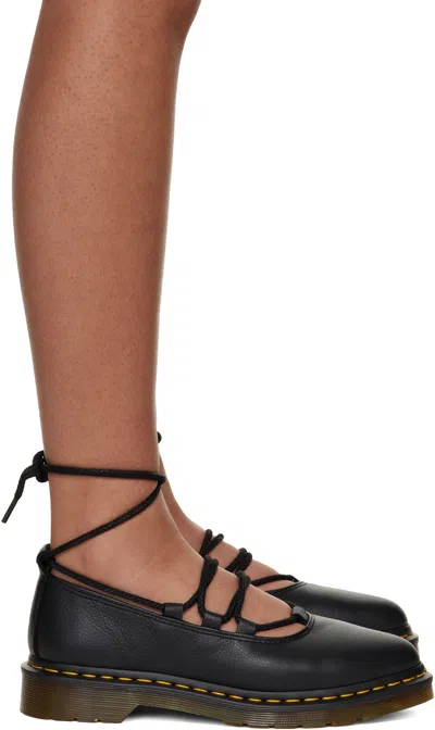 Dr. Martens Black Elphie Ii Virginia Leather Ballet Loafers