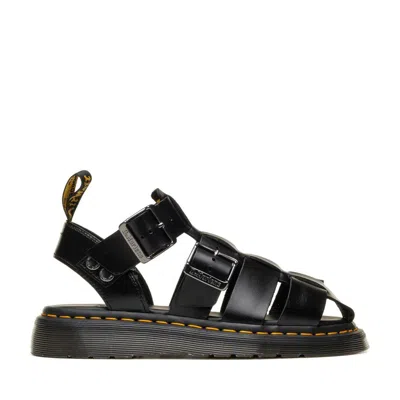 Dr. Martens Black Garin Brando Adjustable Buckles Leather Sandals