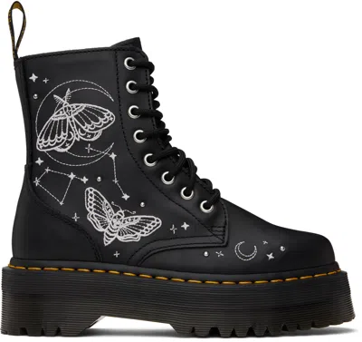 Dr. Martens' Black Jadon Celestial Moth Embroidered Platform Boots In Black Wanama