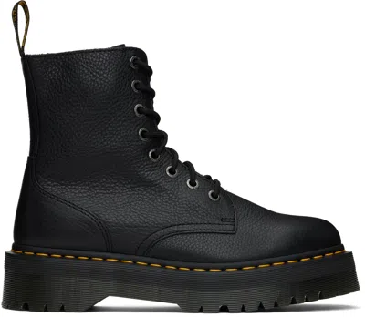 Dr. Martens' Black Jadon Pisa Leather Boots In Black Pisa