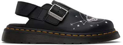 Dr. Martens' Black Jorge Ii Celestial Moth Embroidered Leather Slip-on Loafers In Black Wanama