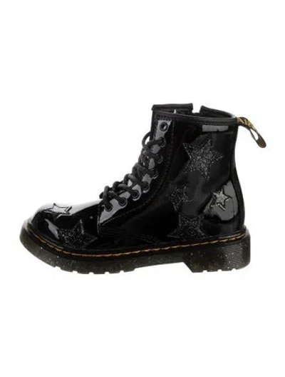 Pre-owned Dr. Martens Babies' Black Leather Boots With Zip And Lace Closure