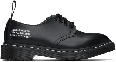 Dr. Martens' Black Neighborhood Edition Smiths Nbhd Smooth Leather Derbys In Black Smooth