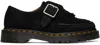 Dr. Martens' Black Ramsay Suede Kiltie Buckle Monkstraps In Black Suede
