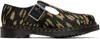 Dr. Martens' Black T-bar Loafers In Black Camel Graphic