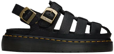 Dr. Martens' Black Wrenlie Grizzly Leather Fisherman Sandals In Black Grizzly