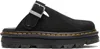 Dr. Martens' Black Zebzag Suede Casual Slingback Platform Mules
