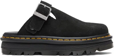 Dr. Martens' Black Zebzag Suede Casual Slingback Platform Mules
