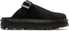 Dr. Martens' Black Zebzag Suede Casual Slingback Platform Slip-on Loafers In Black Eh Suede
